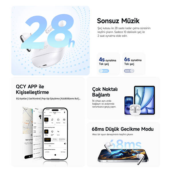 HT12 Melobuds N50 Anc 6 Mikrofonlu Bluetooth 5.4 Kulaklık - 7