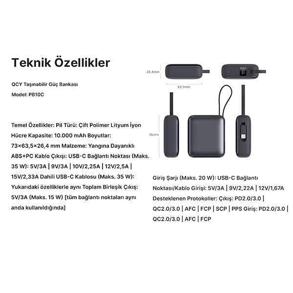 10000mah 35W Powerbank Siyah - Hızlı Şarj - 7