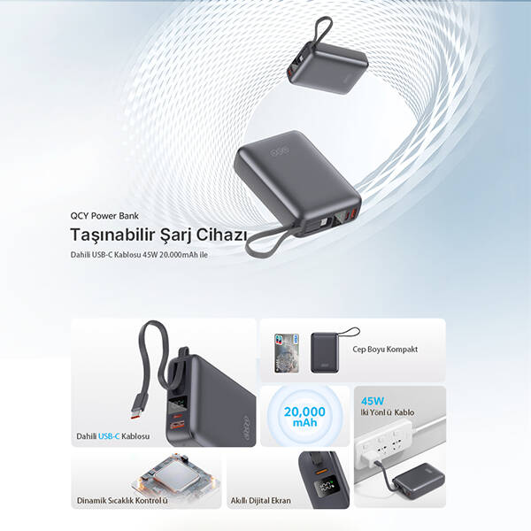 20000mah - 45W Powerbank Siyah - Hızlı Şarj - 2