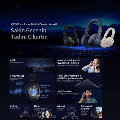 QCY H3 ANC Kulak Üstü Bluetooth Kulaklık - 4