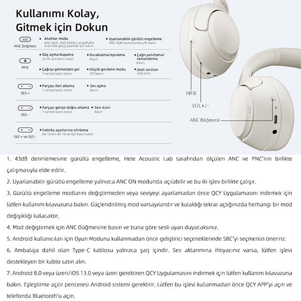 QCY H3 ANC Kulak Üstü Bluetooth Kulaklık - 11