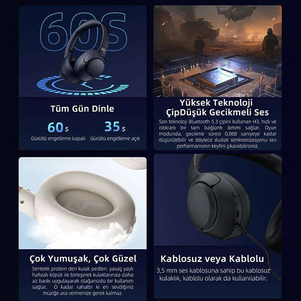 QCY H3 ANC Kulak Üstü Bluetooth Kulaklık - 18