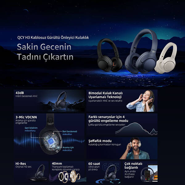 QCY H3 ANC Kulak Üstü Bluetooth Kulaklık - 22