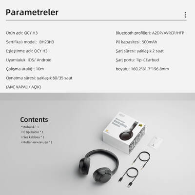 QCY H3 ANC Kulak Üstü Bluetooth Kulaklık - 30