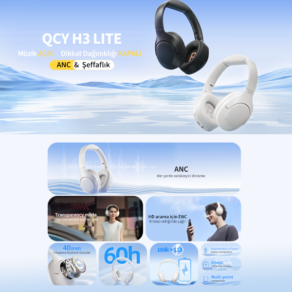 Qcy H3 Lite Kulak Üstü Bluetooth Kulaklık - 3