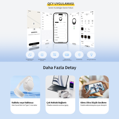 Qcy H3 Lite Kulak Üstü Bluetooth Kulaklık - 8