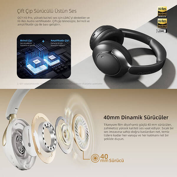 QCY H3 Pro ANC Kulak Üstü Bluetooth Kulaklık - 14