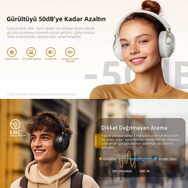 QCY H3 Pro ANC Kulak Üstü Bluetooth Kulaklık - 21