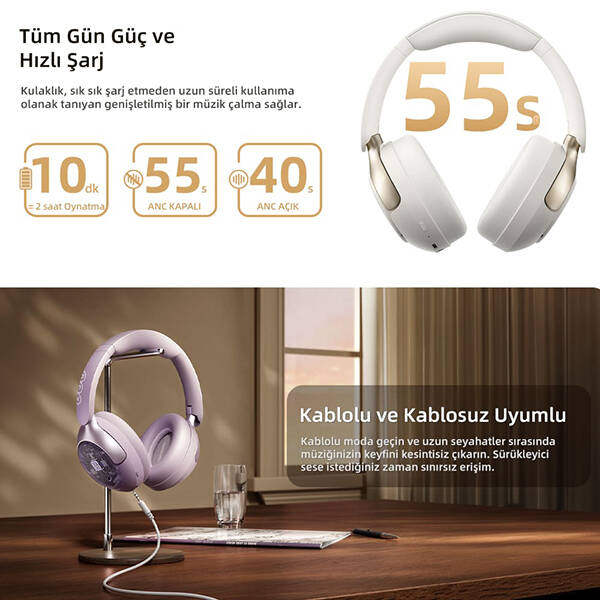 QCY H3 Pro ANC Kulak Üstü Bluetooth Kulaklık - 24