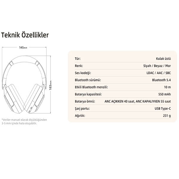 QCY H3 Pro ANC Kulak Üstü Bluetooth Kulaklık - 27