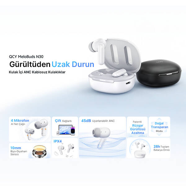 QCY Melobuds N30 ANC TWS Kulak İçi Bluetooth Kulaklık - 3