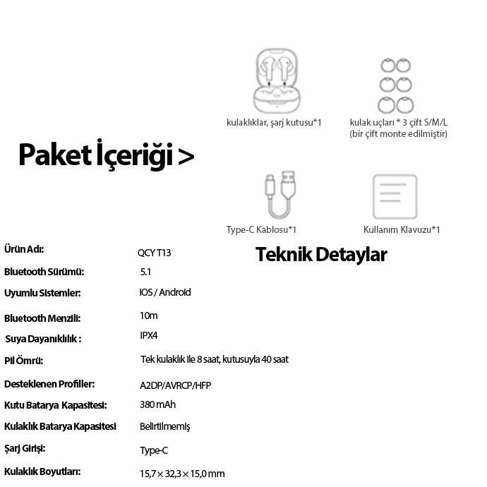 QCY T13 ANC Bluetooth Kulaklık - 6