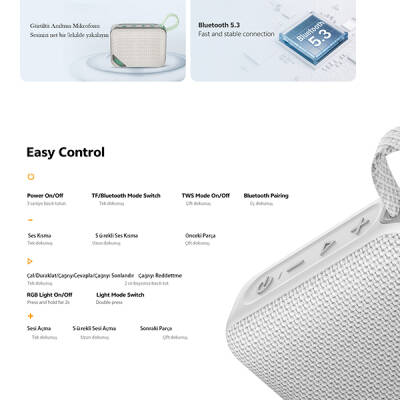 QCY SP2 5W RGB Taşınabilir Bluetooth Hoparlör - 15