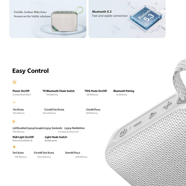 QCY SP2 5W RGB Taşınabilir Bluetooth Hoparlör - 15