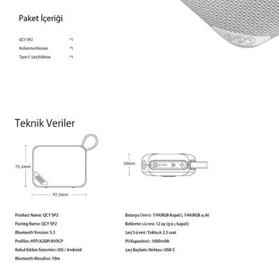 QCY SP2 5W RGB Taşınabilir Bluetooth Hoparlör - 16